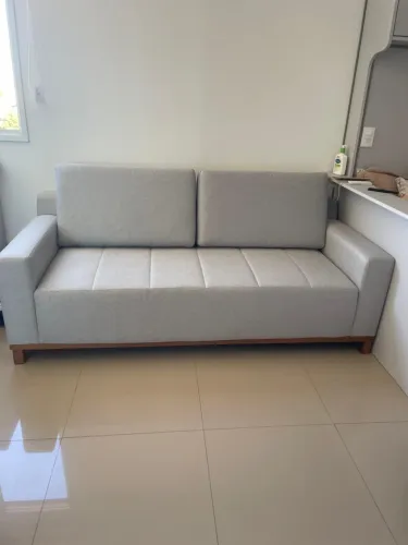 Sofa Living 2 metros em Linho Cinza claro