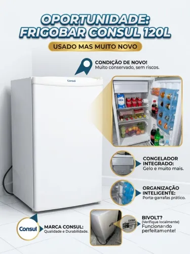 Frigobar Consul 120L Branco - Muito Novo e Conservado! (Oportunidade)