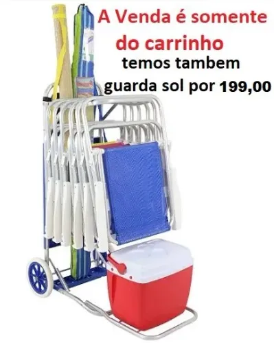 Carrinho Mesa De Praia Alumínio c/ Bolsa c/ avanço