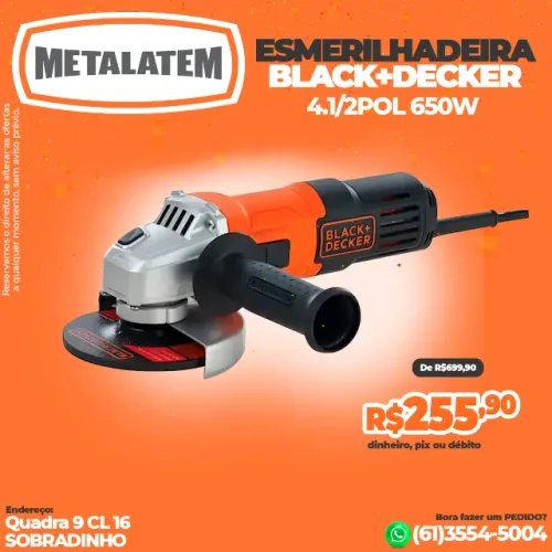 Esmerilhadeira Angular Black+Decker 4.1/2" 650W