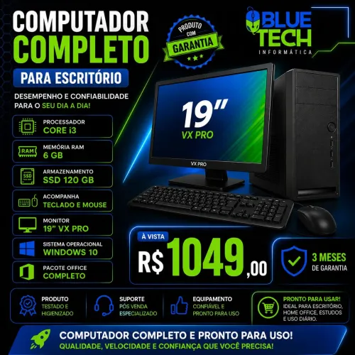 Computador novo completo com tela de 19