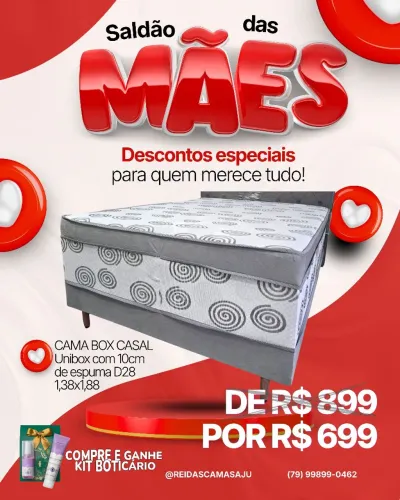 CAMA BOX CASAL LUXO DIA DAS MÃES