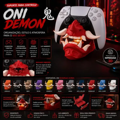 Máscara Oni - Suporte para Controle de PS5