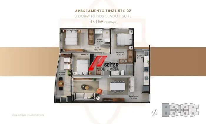 Apartamento com 3 Dormitórios Sendo 1 Suíte a Venda Jardim do Oriente.