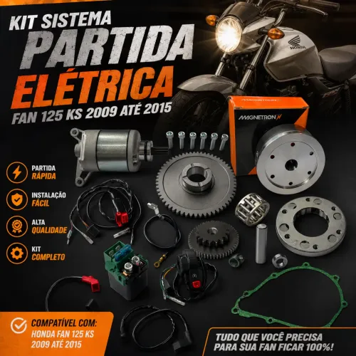 KIT SISTEMA PARTIDA ELÉTRICA FAN 125 KS 2009 ATÉ 2015
