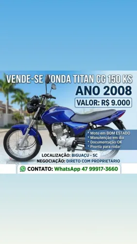 Vendo honda 150 ks em ótimo estado 