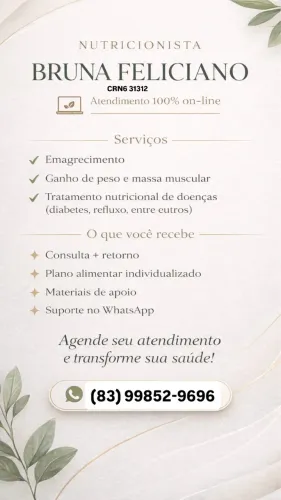 Nutricionista atendimento on-line 