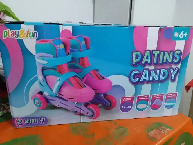 Patins Infantil feminino com Kit segurança completo