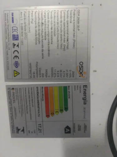 Painel solar, frigorífico, inverter, equipamento elétrico