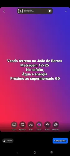 Vendo terreno no João de Barros logo no início