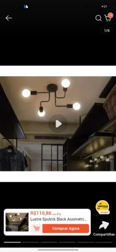 Luminária Lustre Preta Assimétrica Moderna