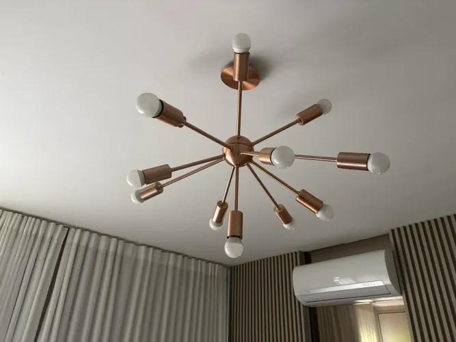 Lustre Moderno Estilo Sputnik - 12 Braços (Cobre/Dourado)