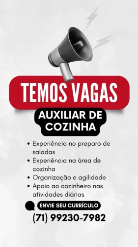 Vaga para auxiliar de cozinha