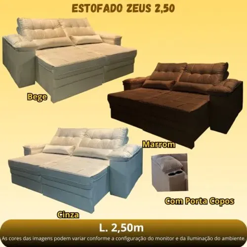 Estofado Zeus 2,50m 2 Modulos