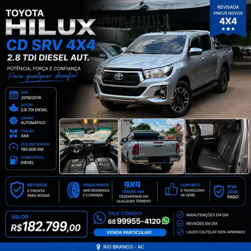 Toyota Hilux CD SRV 4X4 2.8 TDI Diesel Aut. 2019
