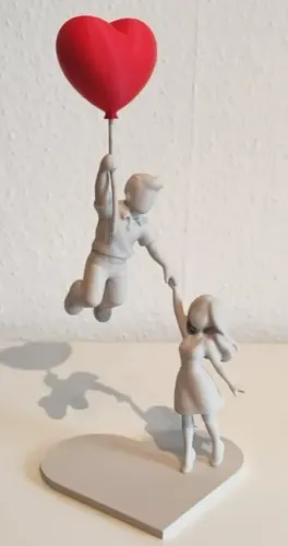 Escultura Casal Flutuante 3D Personalizada - Nomes e Data Especial