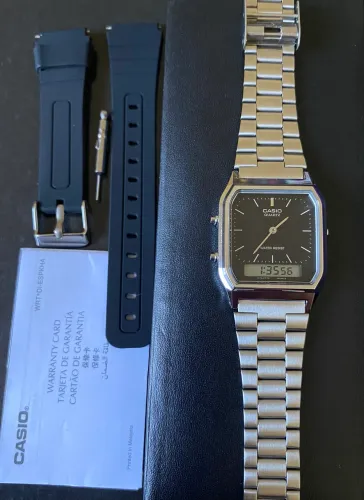Relógio Original Casio Unissex Vintage Prata Aq-230a-1dmq