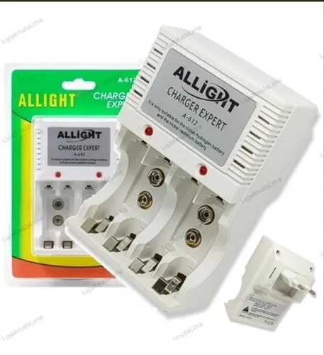 Carregador De Pilha Aa Aaa Bateria 9v Recarregável Bivolt