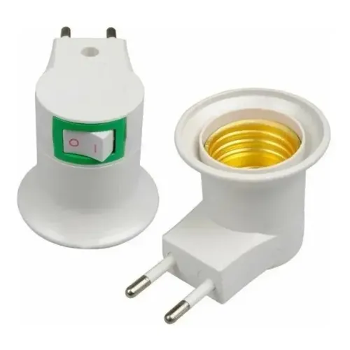Adaptador de Tomada Soquete para Lâmpada Bivolt com Chave Liga Desliga