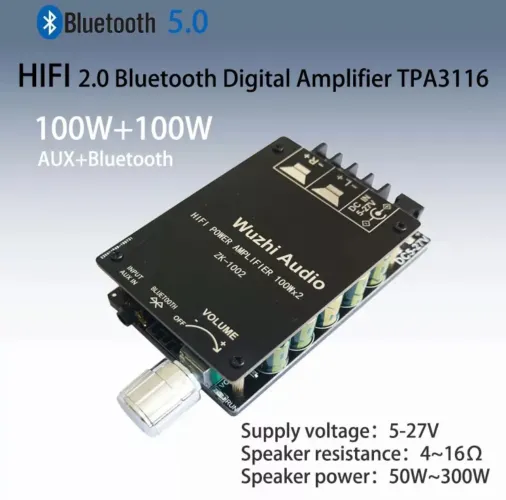 Amplificador Digital Estéreo HiFi Bluetooth/Auxiliar 200w Alta Potência e Fidelidade