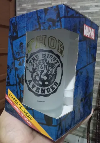 Caneca de Chopp Marvel do Thor 480 ml translúcida de vidro reforçado 