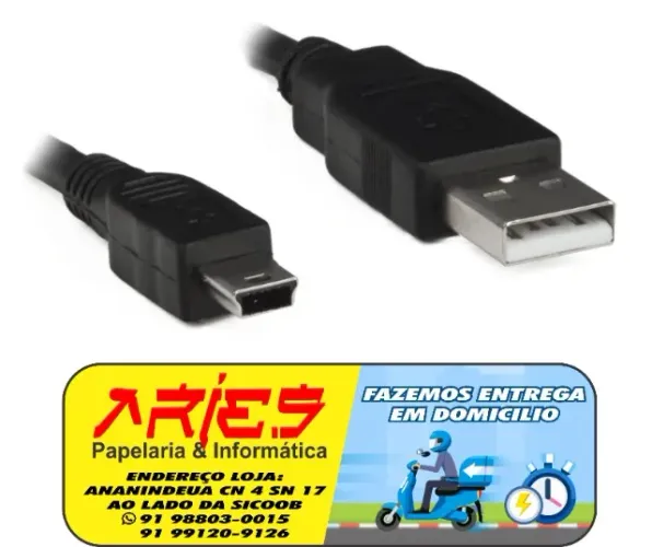 cabo usb x mini usb 5 pinos 1.8 metros pluscable pc-usb1803