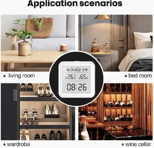 Sensor de Temperatura e Umidade WiFi Higrômetro Tuya Casa Inteligente Alexa  COD-AM542 