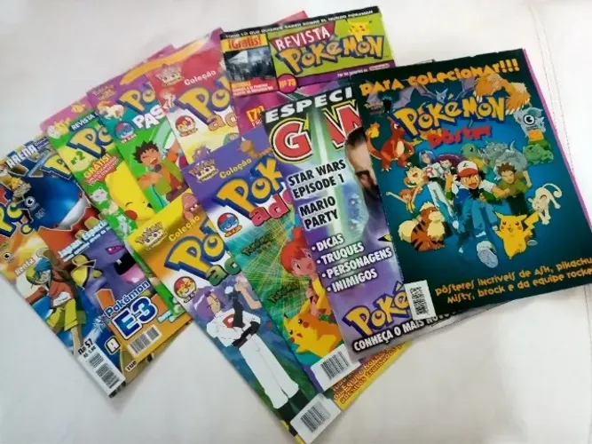 Lote Revistas Raras Pokémon Clube Adesivos Pôster Coleção