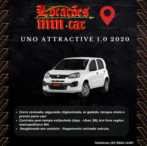 Novo Uno Attractive 1.0 2020 completo - Disponível para Locação