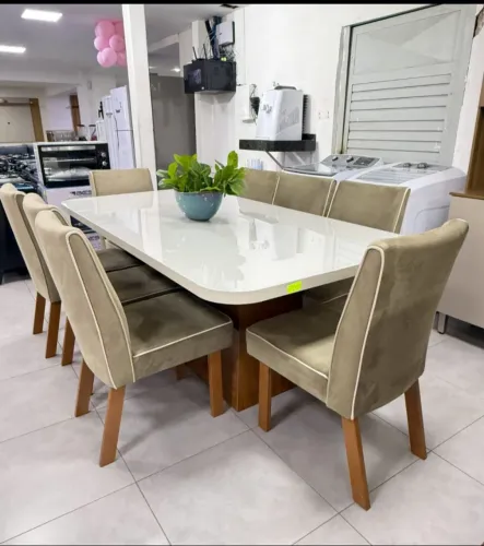 Mesa jantar 8 cadeiras 100% MDF 2.20x 80