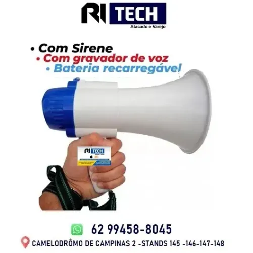 Megafone com Bateria Rec.e Gravação de Áudio