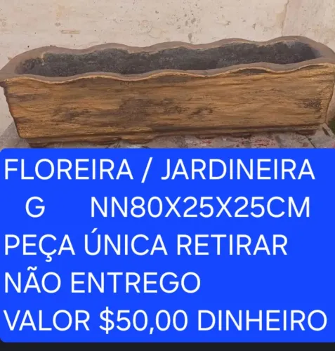 Floreira jardineira vaso 80X25X25CM concreto novo design moderno retirar não entrego