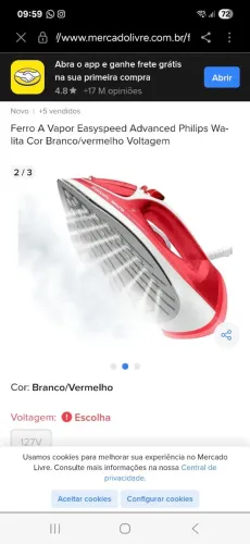 Ferro A Vapor Easysepped Advance - Philips Walita- Vermelho e Branco