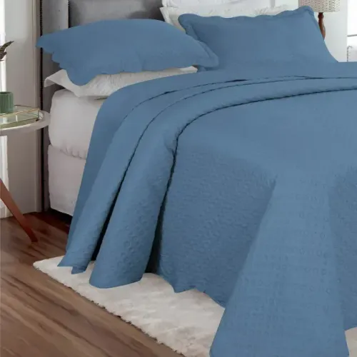 Cobre Leito Cama de Casal Azul Claro