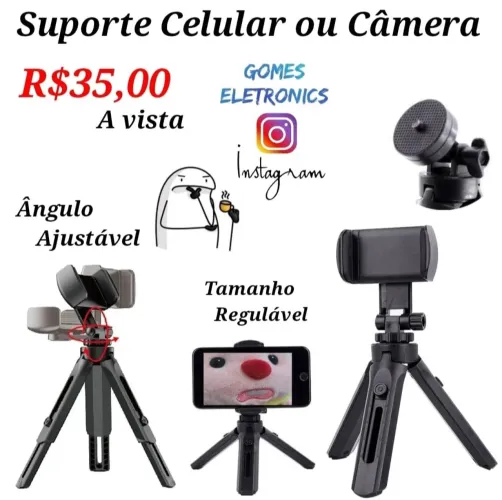 Tripe suporte para celular  universal de mesa articulado R$35,00 