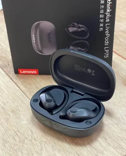 Lenovo LP75: Som Hi-Fi, Conexão Bluetooth 5.3 e Gancho de Orelha para Atividades Físicas