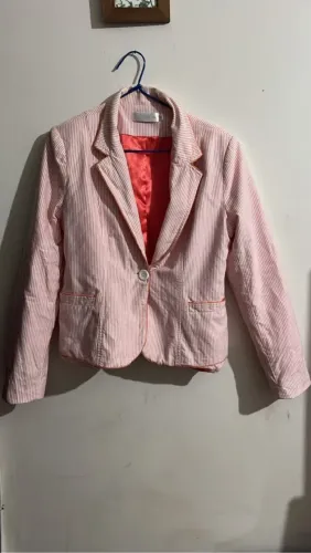 Blazer  listrado rosa feminino