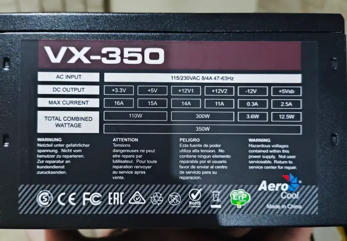 Fonte de Alimentação AeroCool VX-350