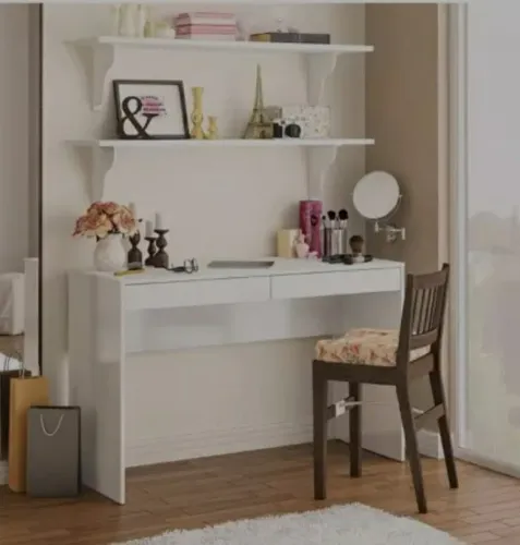 Penteadeira Branca Minimalista 1.20 2 gavetas