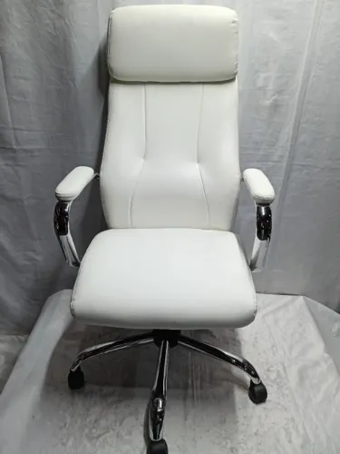 Cadeira de Escritório Executiva Presidente Couro PU Branco Off White