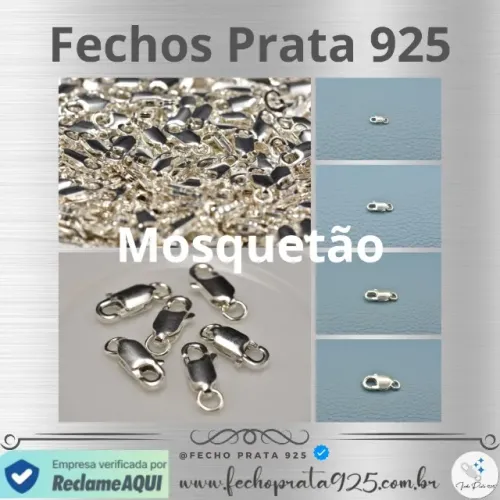 Fecho de Prata 925, mosquetão, lagosta e boia. Veja todos os tamanhos.