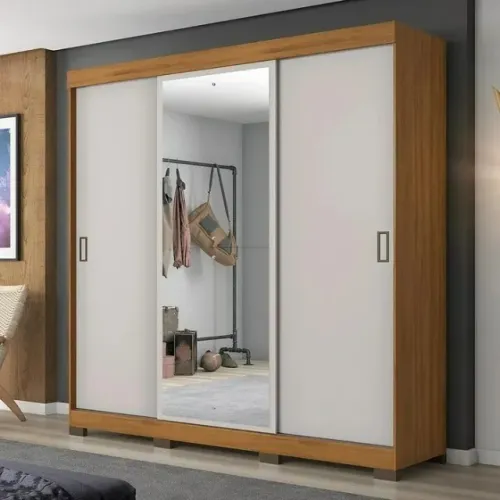 "Amplo, Moderno e Sofisticado: Guarda-Roupa Casal com 2 Espelhos, 4 Gavetas e Acabamento F