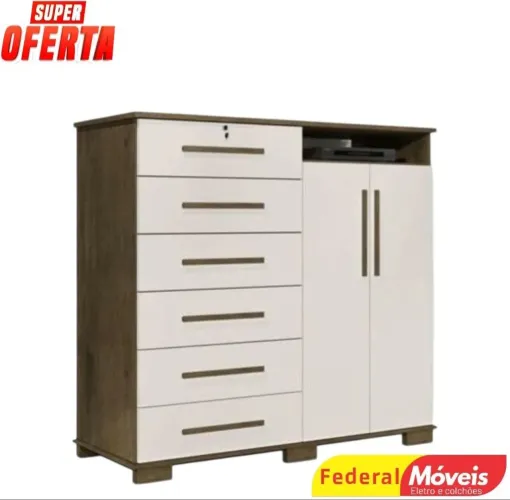 Cômoda com 6 Gavetas e 2 Portas - Funcionalidade com Estilo