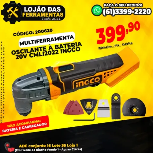 Multiferramenta Oscilante à Bateria 20v CMLI2022 Ingco