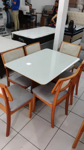 Mesa Madeira Maciça Sala De Jantar Com 6 Cadeiras