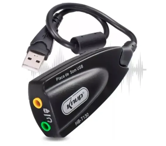 Adaptador Usb Placa De Som Audio 7.1 Knup HB-T130 para Pc e Notebook 