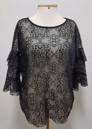 Blusa Transparente Sobreposição Renda - RIACHUELO