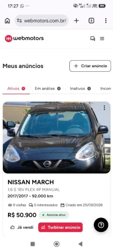 Nissan March SV 1.6 16V Flexstart 5P Mec. 2019