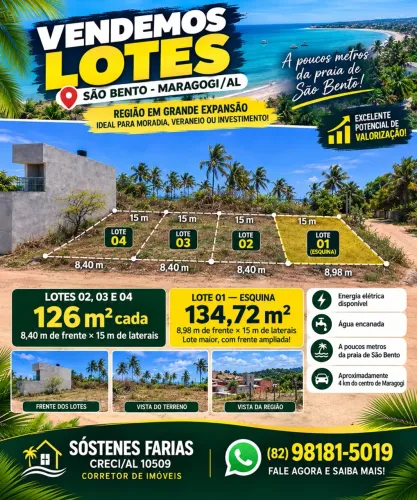 Vendemos Lotes em São Bento, Maragogi - Perto da Praia