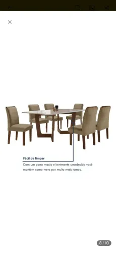 Mesa 6 lugares, tampo de vidro